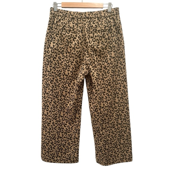 JODIFL Leopard Print Wide Leg Trousers Fall Animal Print Elastic in Back Sz M - Picture 2 of 12
